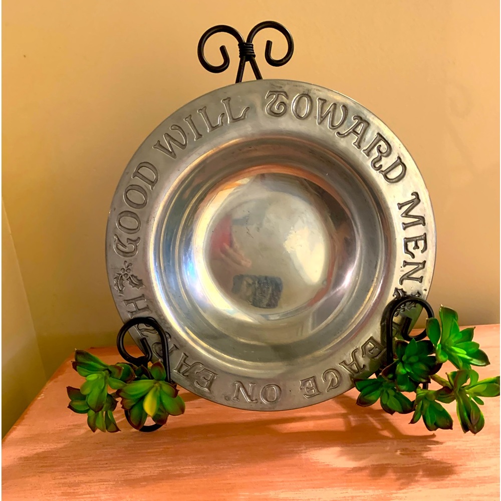 Vintage Teleflora Pewter Bowl-Peace on Earth